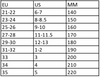 Starfish Kids 2.0 Size Chart