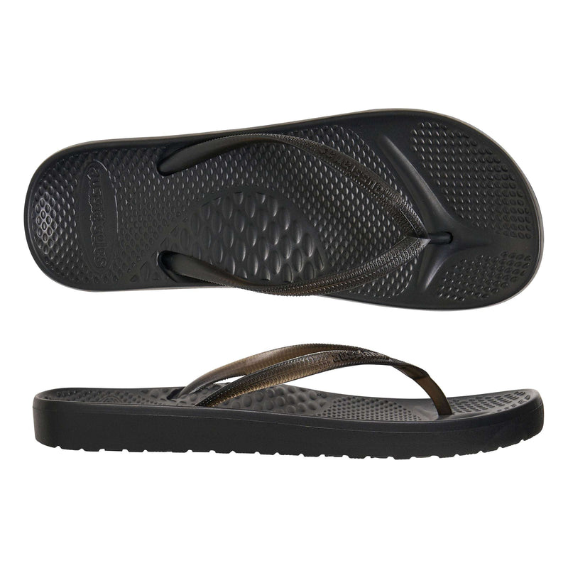 Black Aussianas Slim 2.5 Arch Support Thongs - Aussie Soles AU